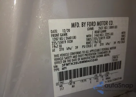 2021 Ford Mustang Mach-E Premium from USA, damaged, VIN 3FMTK3SU8MMA03249